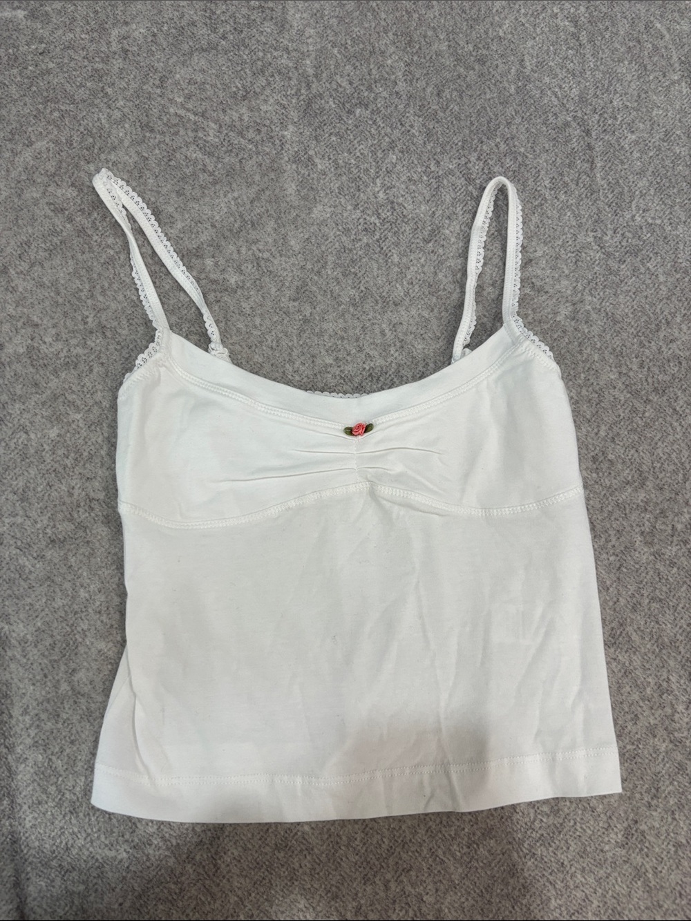 White Women's Lace-Trim Cami Tank Top